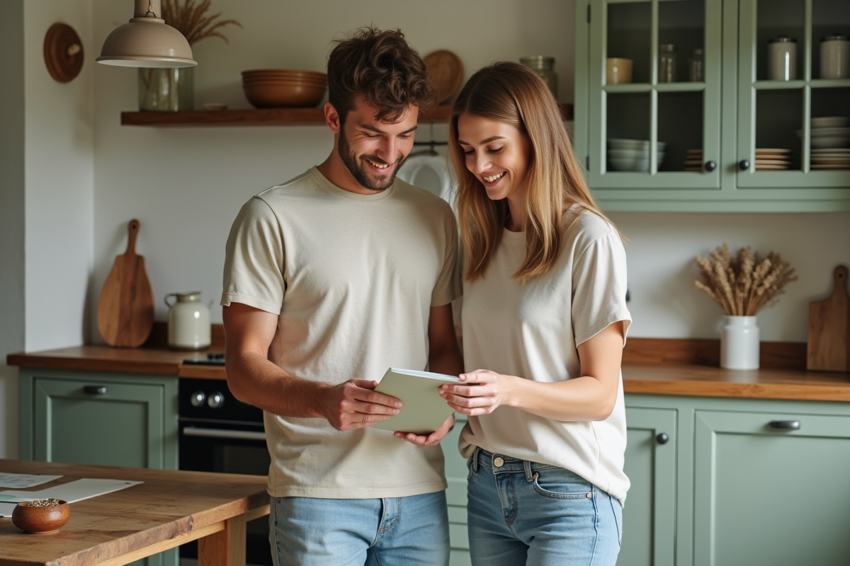 Jeune couple discutant d