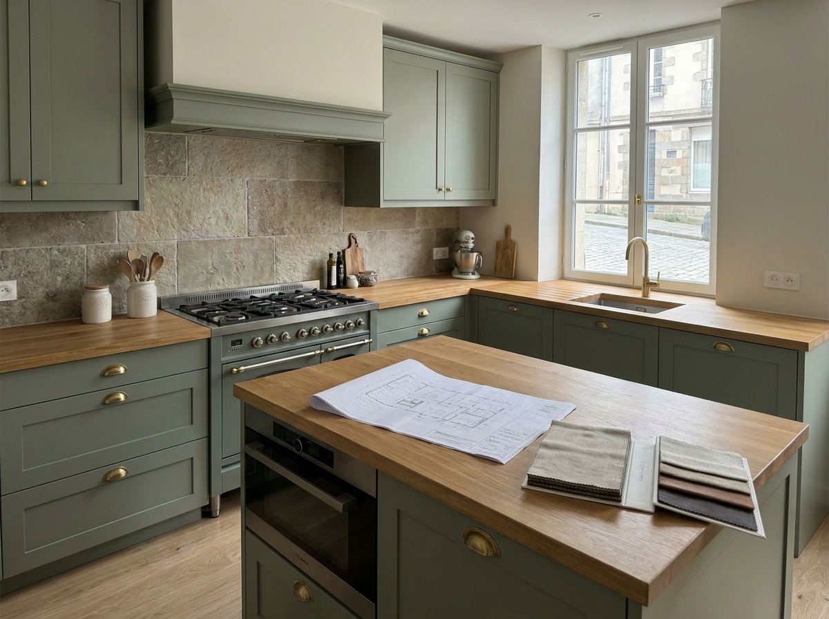 Cuisine rénovée avec soin par des spécialistes de l'aménagement intérieur à Rennes, avec des matériaux haut de gamme