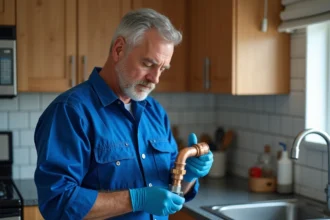 Raccord multicouche cuivre mal posé avec des outils de plomberie