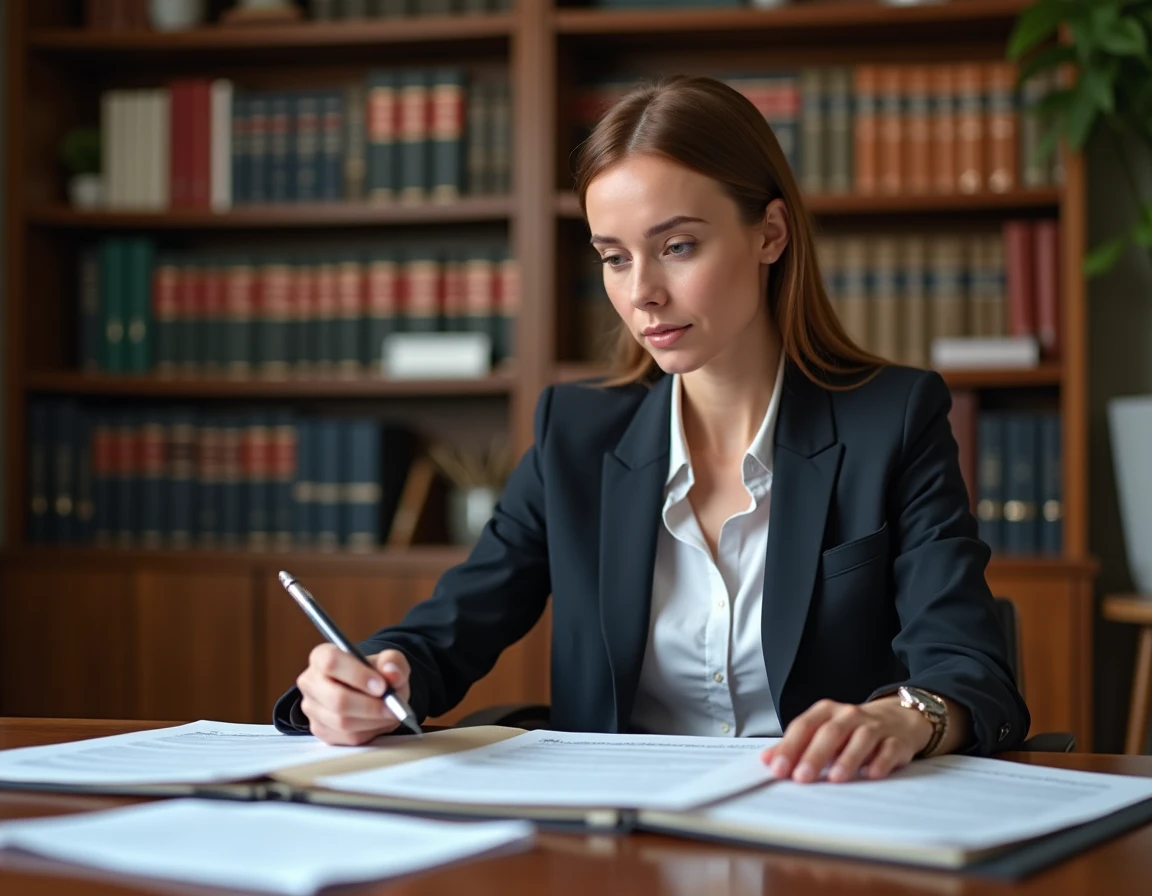 Femme consultant un dossier de recours juridique contre une entreprise de rénovation énergétique